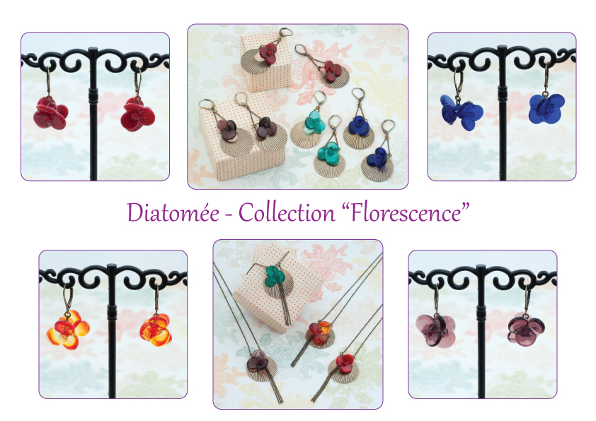 Bijoux en verre filé Diatomée: collection florescence #2